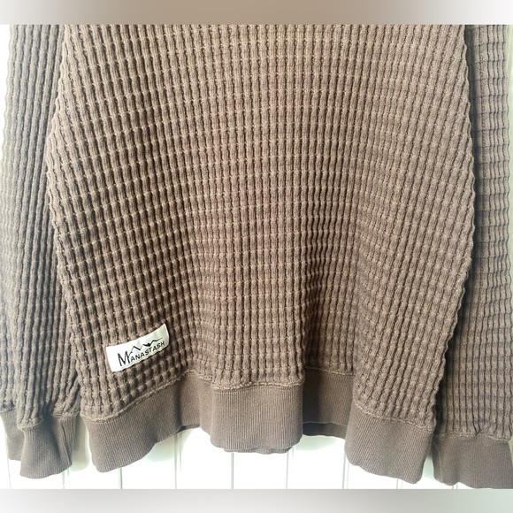 Manastash Mens Brown Snnuggle Thermal Bulky Neck Ribbed Sweater Small - Picture 5 of 12